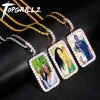 Colares TopGrillz Medido personalizado Medallions Pingente de colar com corrente de tênis de 4 mm de tênis de zircão de zircão de zircão de prata de 4 mm jóias de hip -hop