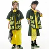 Stage desgaste infantil Roupas de dança de hip hop Camisa verde calças amarelas roupas de rua soltas meninos meninas de jazz figurino BL12837