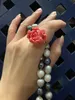 GLSEEVO 925 Silver Rose Coral Waels Eater Perles Perles Collier Bague pour femme Fashion Fashion Simple Luxury Bijoux Ensemble de mariage Cadeaux de mariage 240419