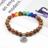 Bangle Hot Sale Men naturliga träpärlor armband läkande Buddha Cross Owl Helmet 7 Chakras pärlstav armband.