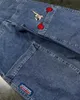 Jeans para hombres Harajuku Personalidad Big Pocket Boxing Kangaroo Pint a lavar los jeans de pierna ancha Y2K Hiphop Street Denim suelta Casual Found para hombres y mujeres 240423