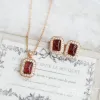 Oorbellen Metiseko Natural Red Agate stud oorbellen 925 Sterling Silvertated 18K Gold vierkante vorm oorbellen Retro elegant voor vrouwenfeest