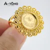 Bands Ayong Turkse gouden munt ringen 18K Gold vergulde Dubai Afrikaanse Saoedi -Arabië Vrouwen Wedding Party Accessoires