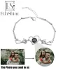 Brins ethshine 925 Silver Projection Photo Bracelet Heart Pendant Bracelet Memorial Photo Bracelet For Women Kids Kids Mother's Fay Gift