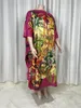 Swimwear féminin Maxi 2024 Silk Saudi Arabie Robe lâche Summer Beach Bohemian Robe Swim Cardig Suit Batwing Sleeve imprimée Afrique