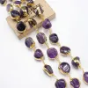 Halsband Apdgg 1 meter 10mm naturlig Amethyst Guldpläterad koppar mode Bezel Set Chain Paper Clip Neck Chain Pearl Necklace Making DIY