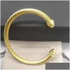 Bangle Women Jewelry Bracelets Mens Twisted Dy Trend Platinum Bracelet Wire Charm Gold Round Designer Placated Moda