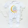 Tek parça benim ilk Ramazan Bebek Babyggrow Sleepsuit Uzun Kollu Bebek Kız Sleepsuit Baskı Mürettebat Boyun Romper 1. Ramazan Bebekler Giysileri