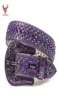 Fashion Alligator med Ston DNA Belt Pu Leather Purple Digner Rhintone Belt BB Simon2068579