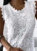 Summer Fashion Ladies Lace Jacquard Sleeveless Casual Women vintage T-Shirt S-5XL Floral Vest camisole Halter top 240416