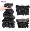 Allove Whole Brazilian Human Hair Bundles Weaves Loose Wave With 13x4 Lace Frontal Closure 4pcs Extensions for Women All Ages 7795032