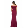 Formal Wedding Guest Sexy Off Shoulder Solid Bodycon Long Side Split Fishtail Dress