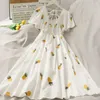 Basic Casual Dresses Summer Super Fairy White Strawberry Printed Dress Womens Beautiful Bk 2024 New Ling Mid-Length Dress Ins FashionL2403