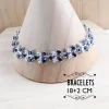 Pulseras 925 Juegos de joyería de novia de plata Circón azul para mujeres Pendientes colgantes Collar de boda Juego de pulseras