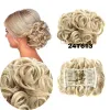 Chignon Jeedou Synthetic Updos Curly Hair Chignon Clip On Hair Bun Pad Gray Bromn Mix Color Retro Style Women's Wedding Hairpieces