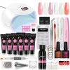 Kits professionele volledige UV -gel manicure set met 48W UV nagellamp 4/6/9 kleuren poly nagel gel Quick Extension Set Nail Art Tools Kit