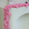 Dekorativa blommor 4st 47.2ft Vår Artificial Cherry Blossom Garland hängande vinstockar för hembröllopsbordfest kawaii dekor tillbehör