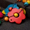 قلادة قلادة Uddein Bohemian Maxi Necklace for Women Party Jewelry Multi Wood Wood Pendant Pendant Rittlic Twlar Flower Netlar