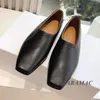 Casual schoenen beknopte stijl bruin lederen vierkant teen platte echte dames hoogwaardige loafers comfortabele wandeling