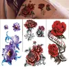 Kroppsfärg 3st vattentät tillfällig tatuering klistermärke blomma rose flashfjäril spets lady kropp konst arm mode falska ärm kvinnor tatueringar d240424