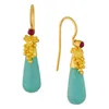 Bengelen kroonluchter voortreffelijke waterdrop groene stenen haak oorbellen voor vrouwen goudkleur sieraden H240423