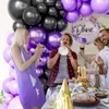 Décoration de fête 134pcs Purple Black Silvery Balloon Arch Garland Kit pour le sexe d'anniversaire Révèle des ballons de douche de bébé