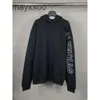 Balenciigss hoodies mouwen mouwen hoodie trui hoge losse versie parijs b lange familie lijmlijsten tape casual papierbrief afdrukken unisex k09o capuchon ytj9