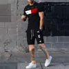 2024 Nya män Tracksuits plus storlek 4xl.5xl 6xl Fitness Set Summer Home Casual Mens Thin Shorte Sports Colored Round Neck