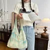 DrawString Youda bomullstyg axelväska för kvinnor Enkel kinesisk stil mönster handväska stor casual kapacitet shoppare tygväskor