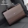 Executives Briefcases For Men Business Tote Office PU Leather Handbag Shoulder Ipad Square Side High Quality Famous Brand Bag 240418