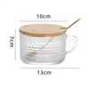 Wine Glasses 2 Pieces Glass Cup Housewarming Gifts With Handle Novelty Lid Spoon Coffee Milk Mug For Cafe El Kitchen Restaurant Home