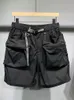 MANS Fashion Breve Cargo Shorts Verão Masculino Streetwear Casual Pockage Thin Troushers Short Cream