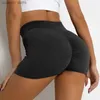 Women's Shorts Seamss Solid Cross Waist Women Fitness High Hip Liftting Sexy Slim Gym Trainning Fashion Elastic Pant H240424