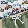 Clothing Sets Summer Fashion Toddler Kids Baby Boys Clothes Car Print Pocket Short Sleeve T-shirts Tops Drawstring Shorts Outfits