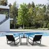 Camp Furniture Single 2pcs Coffee Table 1pc Exposed Rocking Chair Three-Piece Set Black