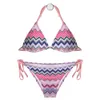 Instagram New Split Badeanzug Frauen sexy Wellenmuster Krawatten sammeln Strand Hot Spring Vacation Bikini