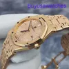 AP Kalenderpolhorloge Royal Oak Series 67653or Hammer Gold Craft Gemakkelijk bekend als Frost Gold Meer briljante kwarts Womens Watch Nauwkeurige timing