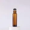 Storage Bottles Empty 10ml Amber Clear Blue Massage Stick Perfume Essential Oil Glass Roll On Ball Bottle With Bamboo Cover