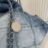 CC 22 DENIM Grand Shoping Sac Tote Travel Designer Woman Sling Body Most Cher Mands Mands With Silver Chain Gabrielle L