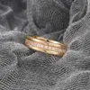 Bröllopsringar 2024New Fashion Wedding Ring for Women Luxury Rose Gold Color Double Row Square Zircon Rostfritt stål Fingerringar smycken