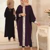 Ubranie etniczne Dubai Abaya Womenki cekiny Batwing Sleeve luźne kaftan maxi sukienka islamska Ramadan Arabska szata S-5xl