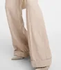 Brunello Cuccinelli Women Long Pants Spring Autumn Women Elastic midja Strig Long Wide Ben Pants 2023 Casual Female Long Pants Byxor Cucinelli