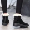 Botas de tamanho grande sapato de tornozelo rebanho de neve, plataforma de pelúcia quente feminina de renda feminina no inverno bom