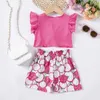 Наборы одежды Новый набор для летней одежды на 2 часа для девочек с твердым цветом рукава с коротки