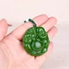 Pendant Necklaces Hetian Jade Maitreya Buddha Women's Outer Mongolia Material Big Belly Smiling Bud