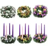 Ljushållare X-Mas Candles Decorations Ribbon Christmas Advent Wreath Candlestick Säsonghållare Gold Silver Purple