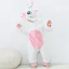 One-pièces bébé cartoomn rober hiver kigurumi costume pour garçons filles flanelle licorn lion panda canard saut de combinaison de combinaison de garde d'enfants pyjamas