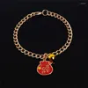 Appareils pour chiens collier de compagnie métal Lucky Ping Ping An pendent Cat Spring Festival Year With Bell Collier Accessoires Gold Chain