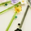 Coffee Scoops Long Handle Glass Spoon High Quality Transparent Flower Shaped Ice Cream Scoop Colored Dessert Gift