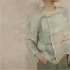 Frauenblusen Johnature Frauen Vintage-Leinenhemden und Tops O-Neck sieben Ärmeldruckblumen 2024 Spring Chinese Style Button